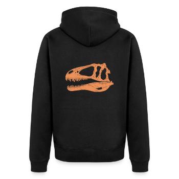 Acrocanthosaurus fossil skull - Unisex Premium Organic Zip Hoodie - black - Back - Nico (187cm)