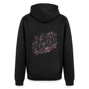 Anna Name Floral - Unisex Premium Organic Zip Hoodie - black - Back - Nico (187cm)
