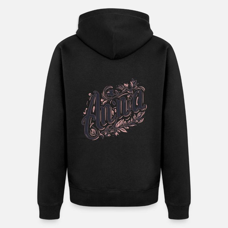Anna Nom Floral - Veste à capuche bio Premium Unisexe - noir