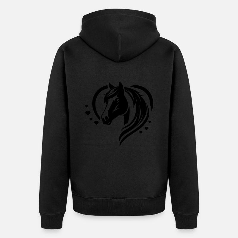 Coeur de tête de cheval - Veste à capuche bio Premium Unisexe - noir