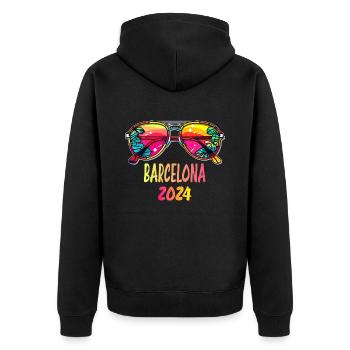Tenue de plage Barcelone 2024 - Veste à capuche bio Premium Unisexe - noir - Dos - Nico (187cm)