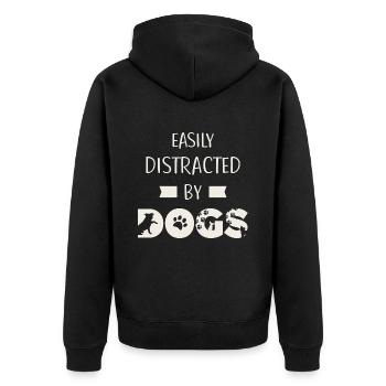 Easily Distracted by Dogs Hundefreund - Unisex Premium Organic Zip Hoodie - black - Back - Nico (187cm)