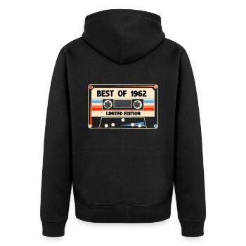 Best Of 1962 - 60. Geburtstag Geschenk - Kassette - Unisex Premium Bio Zip Hoodie - Schwarz - Hinten - Nico (187cm)