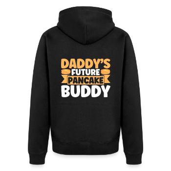 Fluffiger Flachkuchen Pfannkuchen Frühstückspfannk - Unisex Premium Bio Zip Hoodie - Schwarz - Hinten - Nico (187cm)