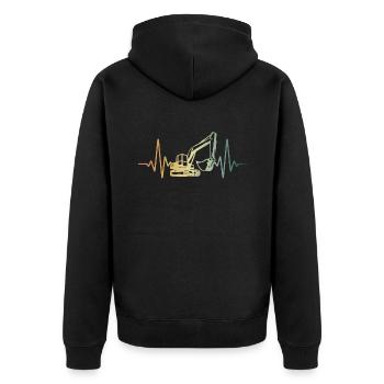 Heartbeat Heartline Heart Rate Excavator ECG Pulse - Unisex Premium Organic Zip Hoodie - black - Back - Nico (187cm)