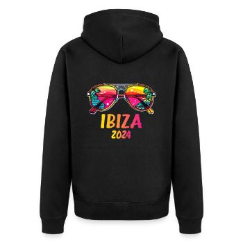 Ibiza 2024 - Unisex Premium Bio Zip Hoodie - Schwarz - Hinten - Nico (187cm)