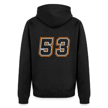 53 Number Symbol - Unisex Premium Organic Zip Hoodie - black - Back - Nico (187cm)