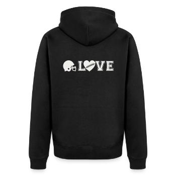 Football Liebe American Football Love Geschenk - Unisex Premium Bio Zip Hoodie - Schwarz - Hinten - Nico (187cm)