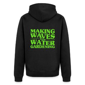 Jardin d’eau Vagues avec cadeau de jardiniers aquatiques - Veste à capuche bio Premium Unisexe - noir - Dos - Nico (187cm)