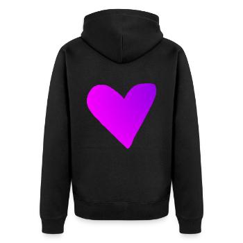 Herz rosa pink lila Geschenkidee - Unisex Premium Bio Zip Hoodie - Schwarz - Hinten - Nico (187cm)