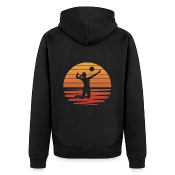 Volleyball Spielerin Mädchen Volleyballerin - Unisex Premium Bio Zip Hoodie - Schwarz - Hinten - Nico (187cm)