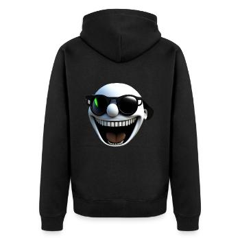 Lachendes Gesicht - Unisex Premium Bio Zip Hoodie - Schwarz - Hinten - Nico (187cm)