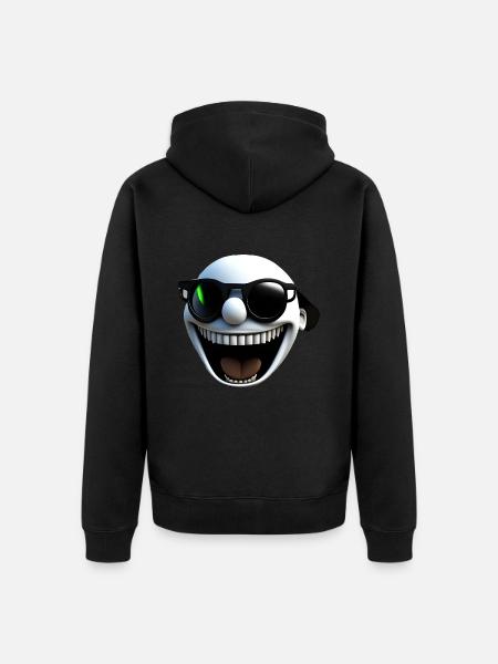 Lachendes Gesicht - Unisex Premium Bio Zip Hoodie - Schwarz