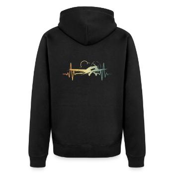 Herzschlag Flieger Flugzeug Pilot - Unisex Premium Bio Zip Hoodie - Schwarz - Hinten - Nico (187cm)