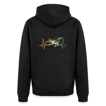 Herzschlag Flieger Flugzeug Pilot - Unisex Premium Bio Zip Hoodie - Schwarz - Hinten - Nico (187cm)