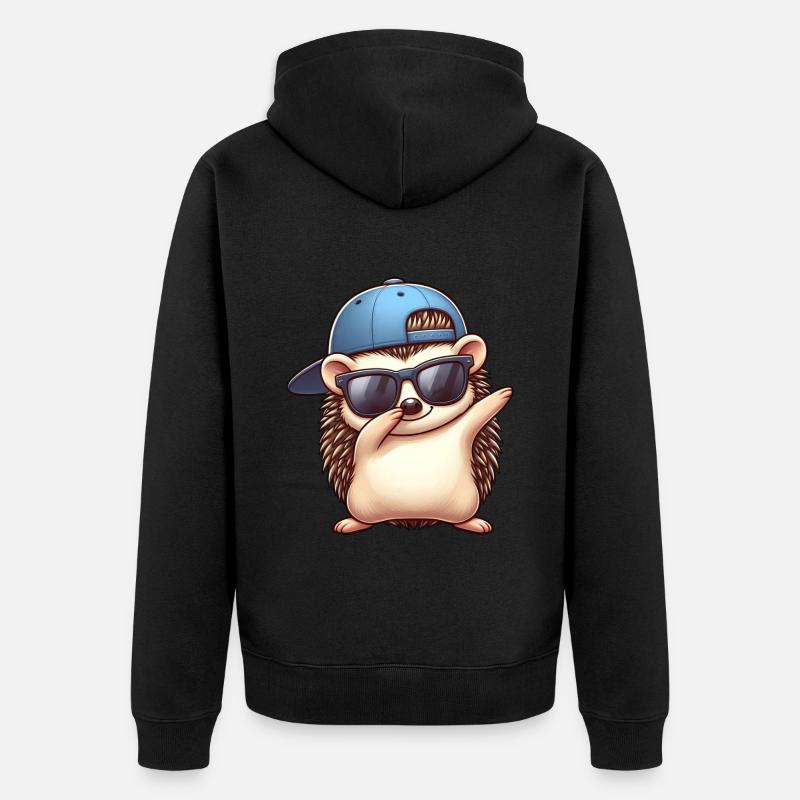 Igel Cartoon Cool Dab Dabbing Basecap - Unisex Premium Bio Zip Hoodie - Schwarz