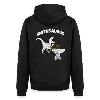 Schmied Dinosaurier Handwerker Tyrannosaurus - Unisex Premium Bio Zip Hoodie - Schwarz - Hinten - Nico (187cm)