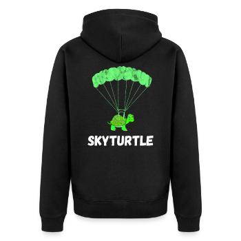 Skydiving turtle parachutist amphibians - Unisex Premium Organic Zip Hoodie - black - Back - Nico (187cm)