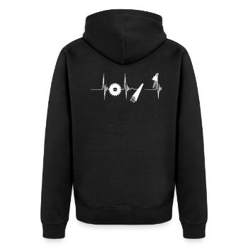 Handwerker-Herzschlag Sägen-Pulsschlag EKG Hausbau - Unisex Premium Bio Zip Hoodie - Schwarz - Hinten - Nico (187cm)