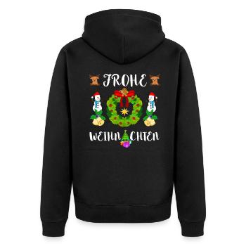 Frohe Weihnachten Adventskranz Weihnachtskranz - Unisex Premium Bio Zip Hoodie - Schwarz - Hinten - Nico (187cm)