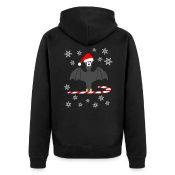 Weihnachtsmann Fledermaus Weihnachten Xmas - Unisex Premium Bio Zip Hoodie - Schwarz - Hinten - Nico (187cm)