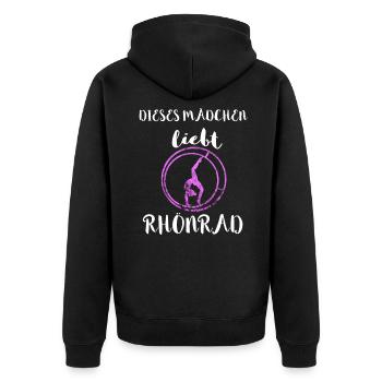 Dieses Mädchen Liebt Rhönrad Rhönradturnen Turnen - Unisex Premium Bio Zip Hoodie - Schwarz - Hinten - Nico (187cm)