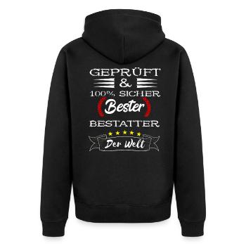 Lustige Bestatter Friedhof Bestattung Geschenke - Unisex Premium Bio Zip Hoodie - Schwarz - Hinten - Nico (187cm)