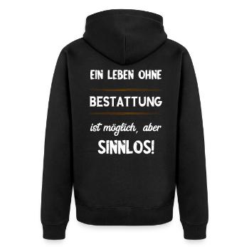 Lustige Bestatter Friedhof Bestattung Geschenke - Unisex Premium Bio Zip Hoodie - Schwarz - Hinten - Nico (187cm)