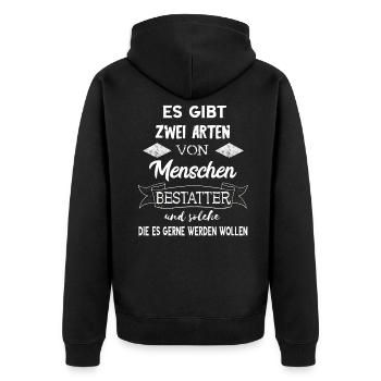 Lustige Bestatter Friedhof Bestattung Geschenke - Unisex Premium Bio Zip Hoodie - Schwarz - Hinten - Nico (187cm)
