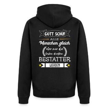 Lustige Bestatter Friedhof Bestattung Geschenke - Unisex Premium Bio Zip Hoodie - Schwarz - Hinten - Nico (187cm)