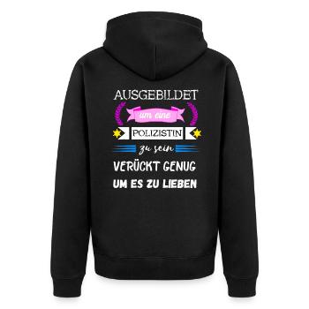 Polizei Beamtin Polizistin Polizeibeamtin - Unisex Premium Bio Zip Hoodie - Schwarz - Hinten - Nico (187cm)