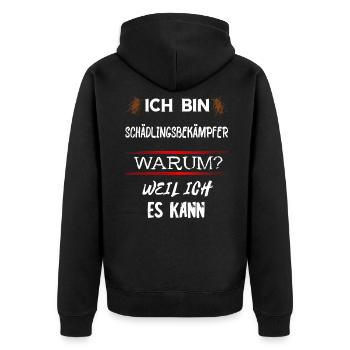 Schädlingsbekämpfer Kammerjäger Geschenke - Unisex Premium Bio Zip Hoodie - Schwarz - Hinten - Nico (187cm)