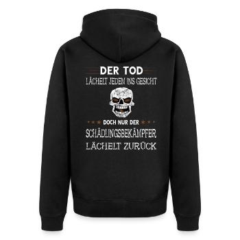 Schädlingsbekämpfer Kammerjäger Geschenke - Unisex Premium Bio Zip Hoodie - Schwarz - Hinten - Nico (187cm)