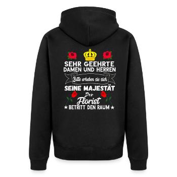 Florist Floristik Blumenhändler Floristen Geschenk - Unisex Premium Bio Zip Hoodie - Schwarz - Hinten - Nico (187cm)