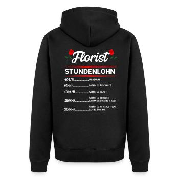 Florist Floristik Blumenhändler Floristen Geschenk - Unisex Premium Bio Zip Hoodie - Schwarz - Hinten - Nico (187cm)