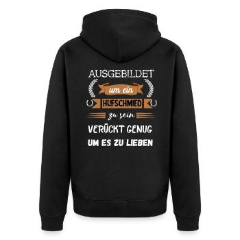Hufschmied Pferde Hufeisen Schmied Geschenke - Unisex Premium Bio Zip Hoodie - Schwarz - Hinten - Nico (187cm)