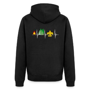 Pfadfinder Scout Camper Camping Geschenke - Unisex Premium Bio Zip Hoodie - Schwarz - Hinten - Nico (187cm)