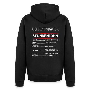 Heizungsbauer Anlagenmechaniker Sanitär Geschenke - Unisex Premium Bio Zip Hoodie - Schwarz - Hinten - Nico (187cm)