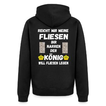 Fliesenleger Fliesen Legen Bodenleger Geschenke - Unisex Premium Bio Zip Hoodie - Schwarz - Hinten - Nico (187cm)