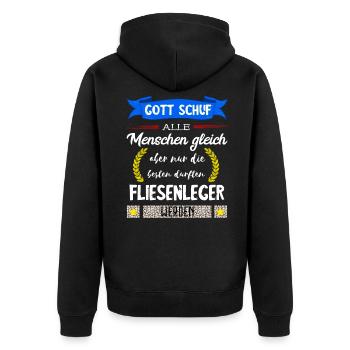 Fliesenleger Fliesen Legen Bodenleger Geschenke - Unisex Premium Bio Zip Hoodie - Schwarz - Hinten - Nico (187cm)