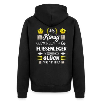 Fliesenleger Fliesen Legen Bodenleger Geschenke - Unisex Premium Bio Zip Hoodie - Schwarz - Hinten - Nico (187cm)