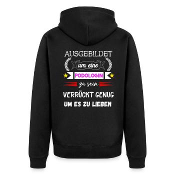Podologe Fußpflege Pediküre Podologie Geschenke - Unisex Premium Bio Zip Hoodie - Schwarz - Hinten - Nico (187cm)