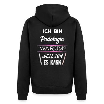 Podologe Fußpflege Pediküre Podologie Geschenke - Unisex Premium Bio Zip Hoodie - Schwarz - Hinten - Nico (187cm)