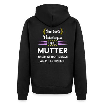 Podologe Fußpflege Pediküre Podologie Geschenke - Unisex Premium Bio Zip Hoodie - Schwarz - Hinten - Nico (187cm)