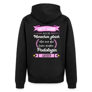 Podologe Fußpflege Pediküre Podologie Geschenke - Unisex Premium Bio Zip Hoodie - Schwarz - Hinten - Nico (187cm)