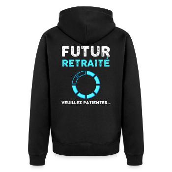 Départ en retraite idée cadeau homme - Veste à capuche bio Premium Unisexe - noir - Dos - Nico (187cm)