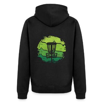 Disc Golf Spieler Frisbee Friesbeesport Discgolf - Unisex Premium Bio Zip Hoodie - Schwarz - Hinten - Nico (187cm)