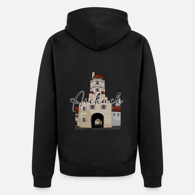 Aichach // Illustration - Unisex Premium Bio Zip Hoodie - Schwarz