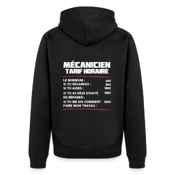 Humour Mécanicien Tarif Horaire - Veste à capuche bio Premium Unisexe - noir - Dos - Nico (187cm)