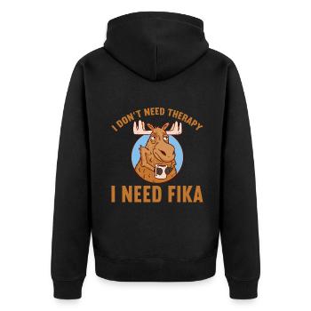 I Don't Need Therapy I Need Fika Schweden Geschenk - Unisex Premium Bio Zip Hoodie - Schwarz - Hinten - Nico (187cm)